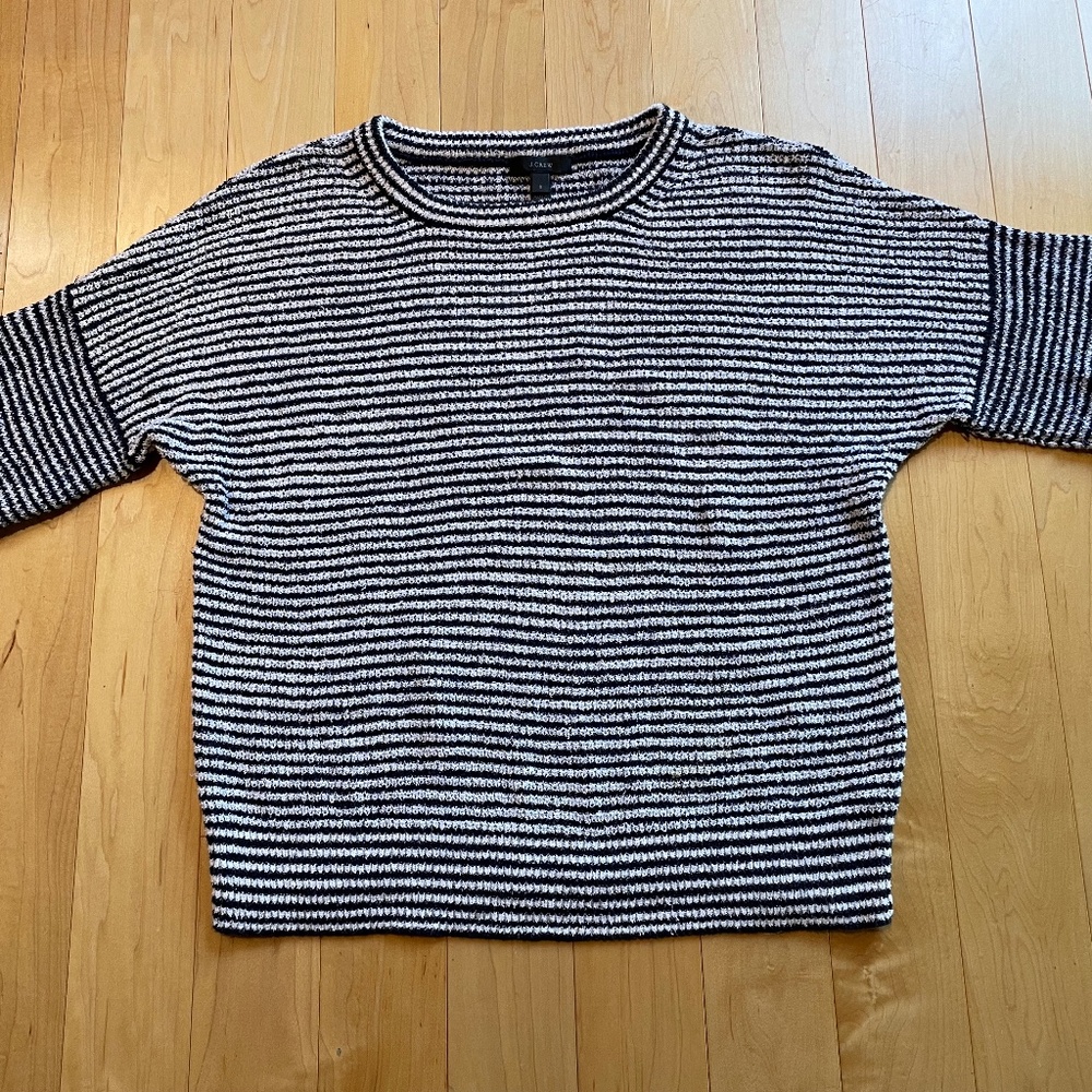 J. Crew Cotton Navy Blue Stripe Sweater